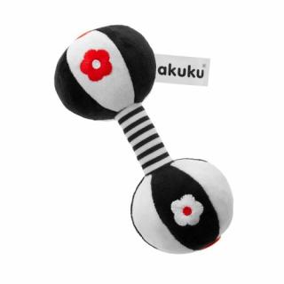 Akuku plyšová hrkálka čierno biela 0+
