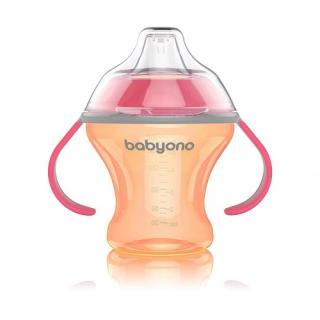 Baby Ono netečúci hrnček s mäkkým náustkom 180 ml oranžový