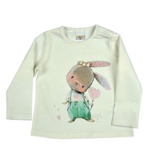 Bavlnená dievčenská mikina smotanová - Zajačik, veľ. 86