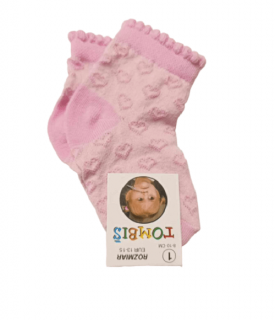Bavlnené elastické ponožky ružové - Srdiečka, veľ. 3-6 mesiacov