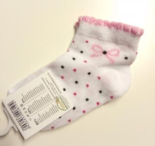 Bavlnené ponožky biele - Bodky,  veľ. 3-6 mesiacov