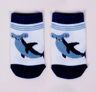 Bavlnené ponožky biele s modrou - Ryba, veľ. 3-6 mesiacov