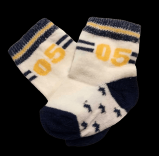Bavlnené ponožky biele s tm. modrou, veľ. 0-3 mesiace
