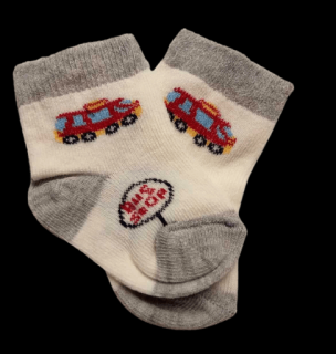 Bavlnené ponožky biele so sivou - Autobus, veľ. 0-3 mesiace
