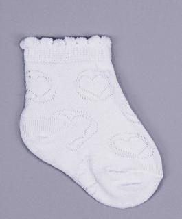 Bavlnené ponožky biele so vzorom - Srdiečka, veľ. 6-12 mesiacov