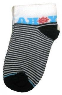 Bavlnené ponožky čierne prúžky na bielej - Ahoy, veľ. 6-9 mesiacov