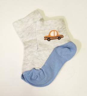 Bavlnené ponožky modré - Autíčko, veľ. 6-9 mesiacov
