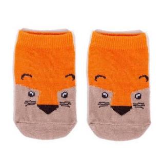 Bavlnené ponožky oranžové s béžovou - Líška, veľ. 3-6 mesiacov