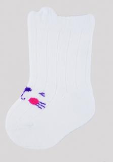 Bavlnené ponožky pre dievčatko biele, veľ. 0-6 mesiacov
