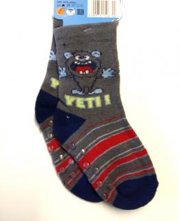 Bavlnené ponožky protišmykové sivé - Yeti, veľ. 6-12 mesiacov