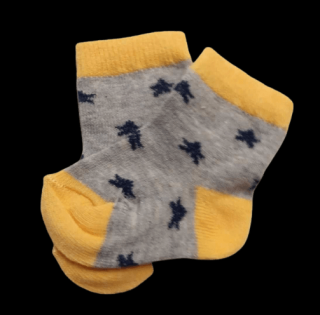 Bavlnené ponožky sivé s žltou, veľ. 0-3 mesiace