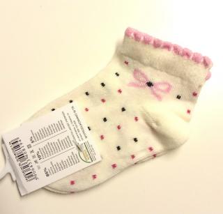 Bavlnené ponožky smotanové - Bodky,  veľ. 3-6 mesiacov
