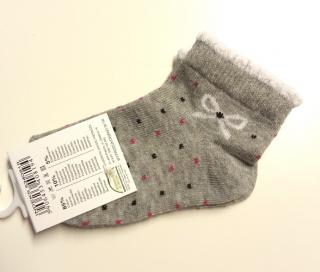 Bavlnené ponožky sv. sivé - Bodky,  veľ. 3-6 mesiacov