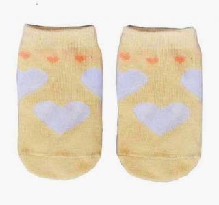 Bavlnené ponožky žlté - biele srdiečka, veľ. 3-6 mesiacov