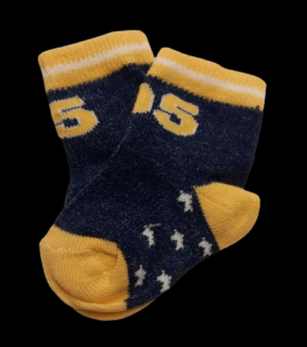 Bavlnené ponožky žlté s tm. modrou, veľ. 0-3 mesiace