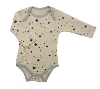 Body pre bábätko biele s modrou - Hviezdičky, veľ. 62