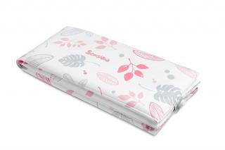 Cestovná PVC prebaľovacia podložka biela s ružovou - Floral 58x40cm