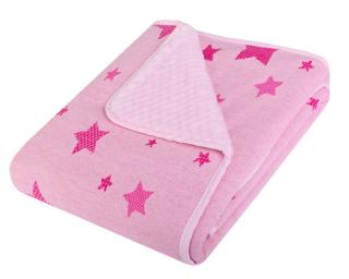 Detská deka dvojvrstvová ružová - Stars - 90x 80cm  (100% polyester)