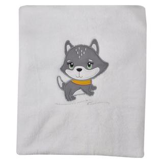 Detská deka jednovrstvová biela - Doggy (100% polyester)