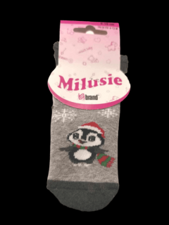 Detské vianočné froté ponožky sivé - Snehuliak, veľ. 6-12 mes.