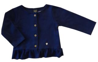 Dievčenský tmavo modrý sveter s volánikom, veľ. 80