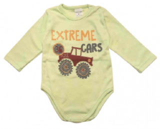 Dojčenské body bavlnené sv. zelené - Extreme cars, veľ. 68