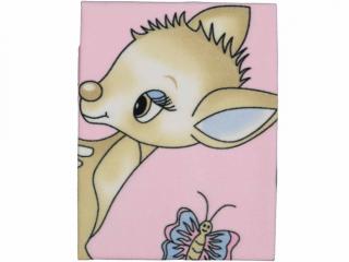 Flísová deka ružová - Bambi, 95x85 cm