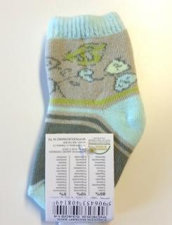 Froté ponožky béžové so zelenou,  veľ. 0-3 mesiace