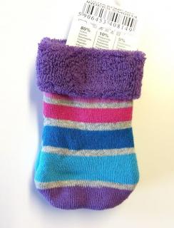Froté ponožky farebné prúžky,  veľ. 0-3 mesiace