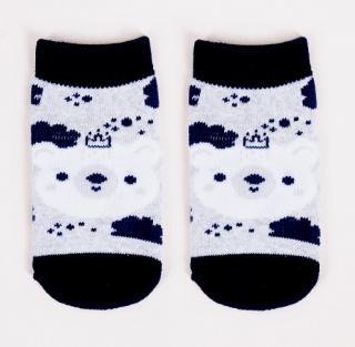 Froté ponožky pre novorodenca sv. sivé - Medvedík,  veľ. 0-3 mesiace