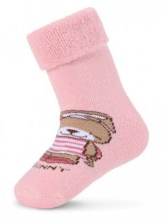 Froté ponožky protišmykové ružové - Bunny, veľ. 6-12 mes.