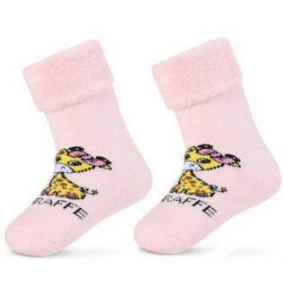 Froté ponožky protišmykové sv. ružové - Žirafa, veľ. 6-12 mes.