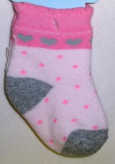 Froté ponožky sv. ružové - Bodky, veľ. 3-6 mesiacov