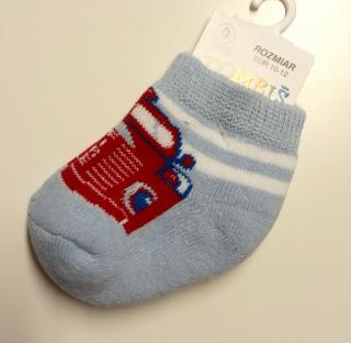 Froté ponožky sv. sivé - Autíčko,  veľ. 0-3 mesiace