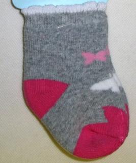 Froté ponožky sv. sivé - Motýle, veľ. 6-9 mes.