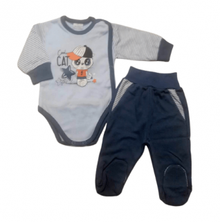 Komplet body a polodupačky modrý - Cool cat, veľ. 56