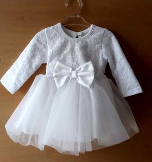 Krajkové šaty na krst biele s tylovou sukničkou - Queen, veľ. 56