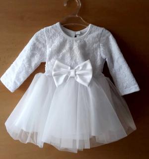 Krajkové šaty na krst biele s tylovou sukničkou - Queen, veľ. 68