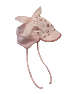 Letná čiapka pre dievčatko púdrovo ružová, obv. hlavy 40 cm
