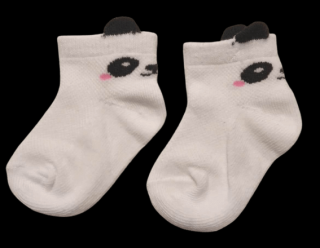Letné bavlnené ponožky biele - Panda,  veľ. 0-6 mesiacov