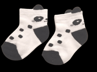 Letné bavlnené ponožky biele s čiernou - Panda,  veľ. 0-6 mesiacov