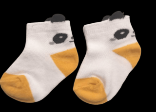 Letné bavlnené ponožky biele s žltou - Panda,  veľ. 0-6 mesiacov