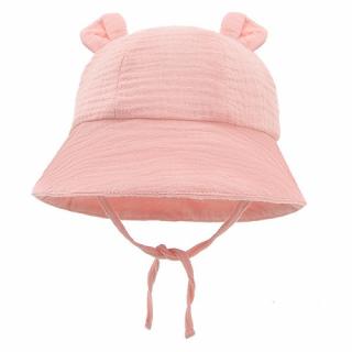 Letný mušelínový klobúčik pre dievčatko ružový, veľ. 5-8 mesiacov
