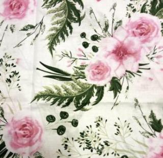 Obliečka na ozdobný vankúš biela - Ružičky, 40x40cm (100% bavlna)