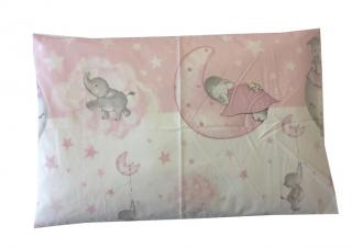 Obliečka na vankúš 40x60cm biela s ružovou- Sloník