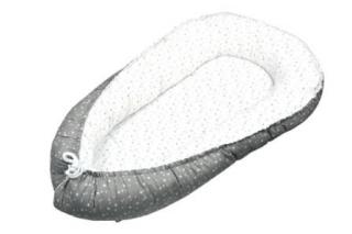 Obojstranné bavlnené hniezdočko (kokon) sivé / biele - Hviezdičky