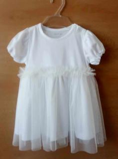 Šaty krátky rukáv biele s tylovou sukničkou, veľ. 68