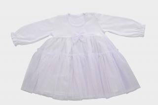 Šaty na krst biele dl. rukáv s tylovou sukničkou, veľ. 74