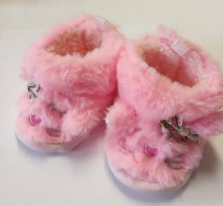Teplé zimné papučky s kožušinkou ružové, veľ. 0-3 mesiace