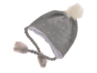 Zimná čiapka dvojvrstvová sv. sivá so striebornými kamienkami, obv. hlavy 42-44 cm